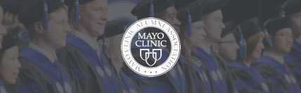 Graduates seated with Mayo Clinic seal overlayed.